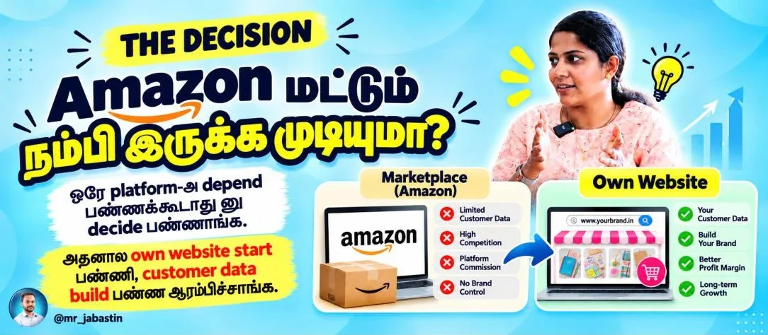 Amazon marketplace vs own website for online business in Tamil