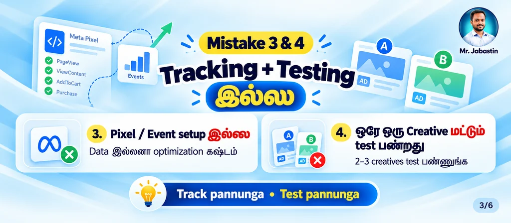Meta Pixel conversion tracking and Facebook Ads creative testing mistakes
